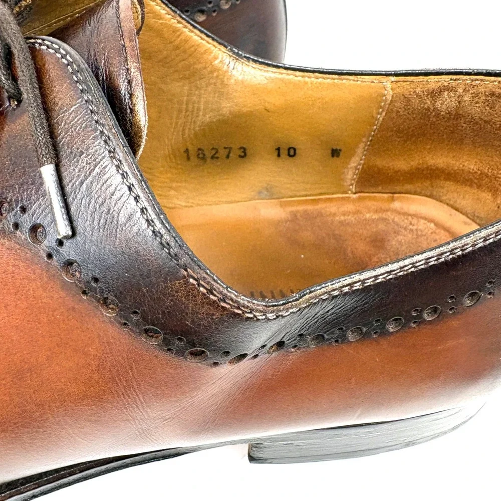 Magnanni Mens Two Tone Leather Brogue Oxford Dress Shoes Size 10 M Spain 18273